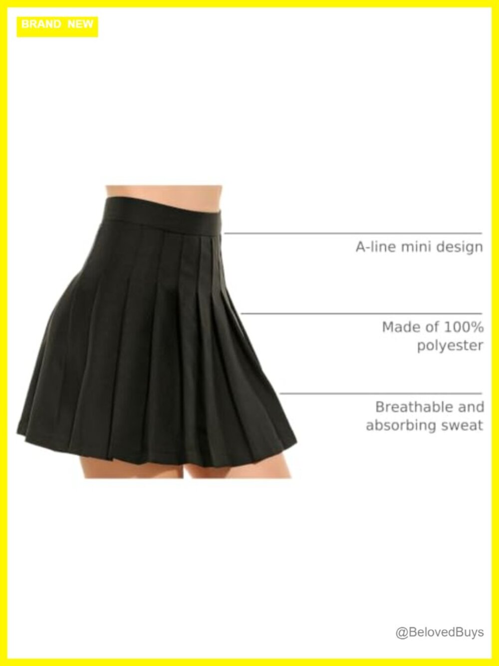 High Waisted Pleated Skater Tennis Skirt with Built-in Shorts
